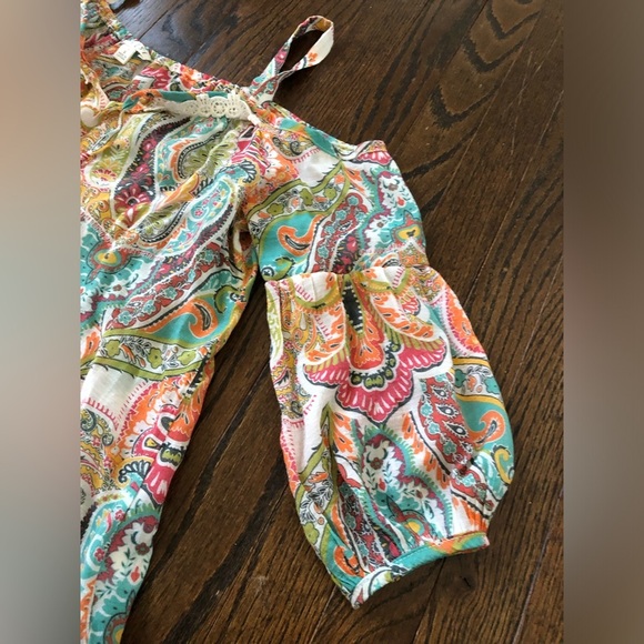 SPENSE Women’s S Orange Boho Paisley Off-The-Shoulder Puffed Sleeved V-Neck Top - Picture 6 of 11
